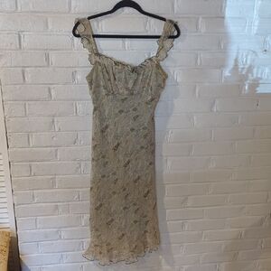 Jonathan Martin Beige Floral Midi Dress